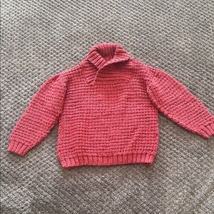 Cozy Burgundy Hand Knitted Turtleneck Sweater - Kids